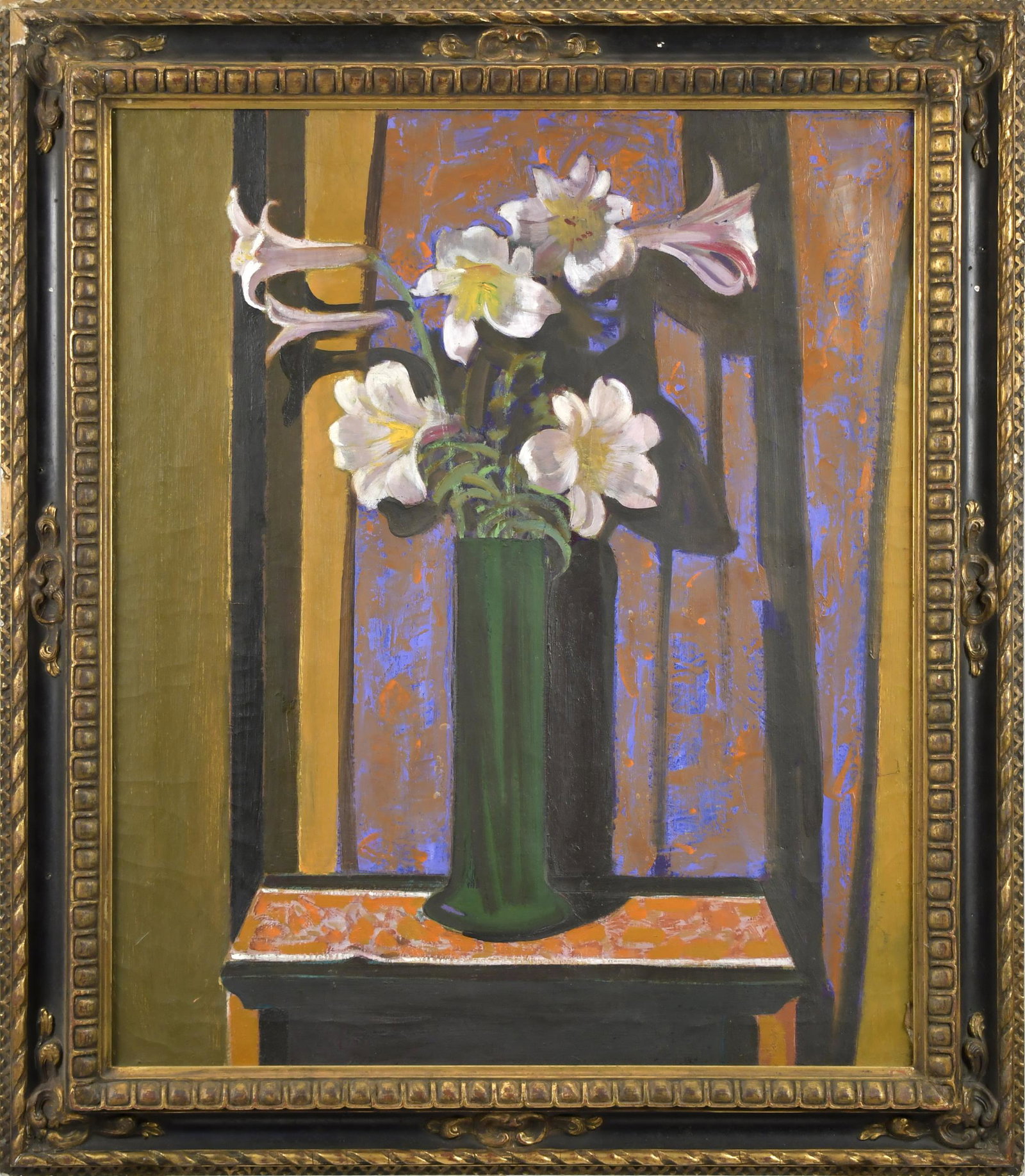 HOWARD GILES OIL, VASE OF LILIES. (1 of 8)
