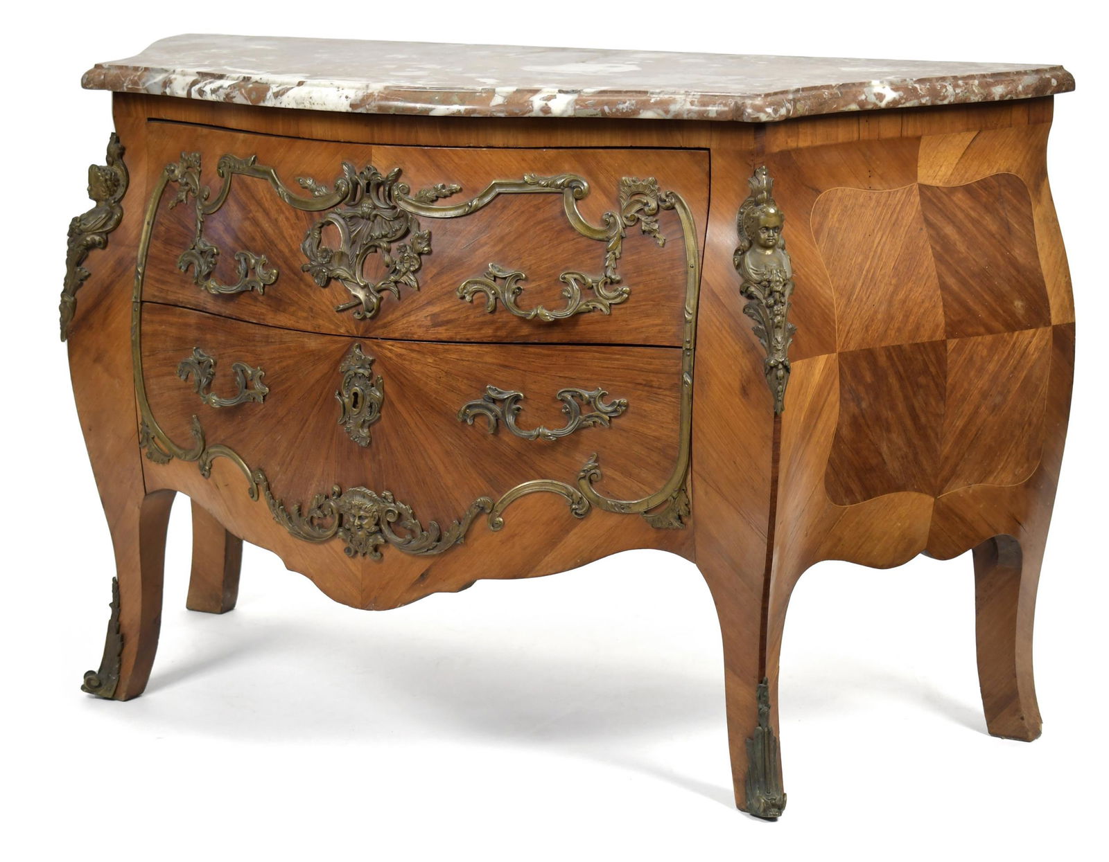 LOUIS XV STYLE MARBLE TOP KINGWOOD COMMODE. (1 of 12)