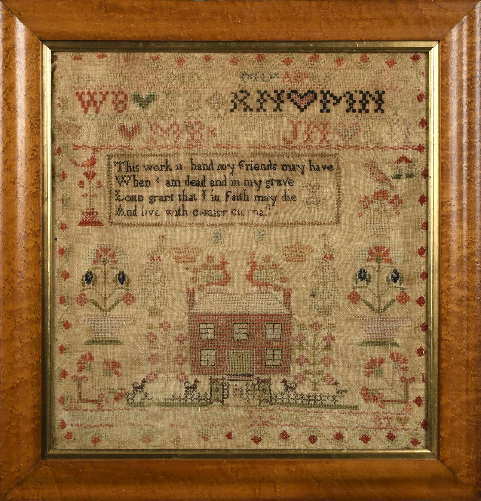 19TH C. NEEDLEWORK SAMPLER. (1 of 6)