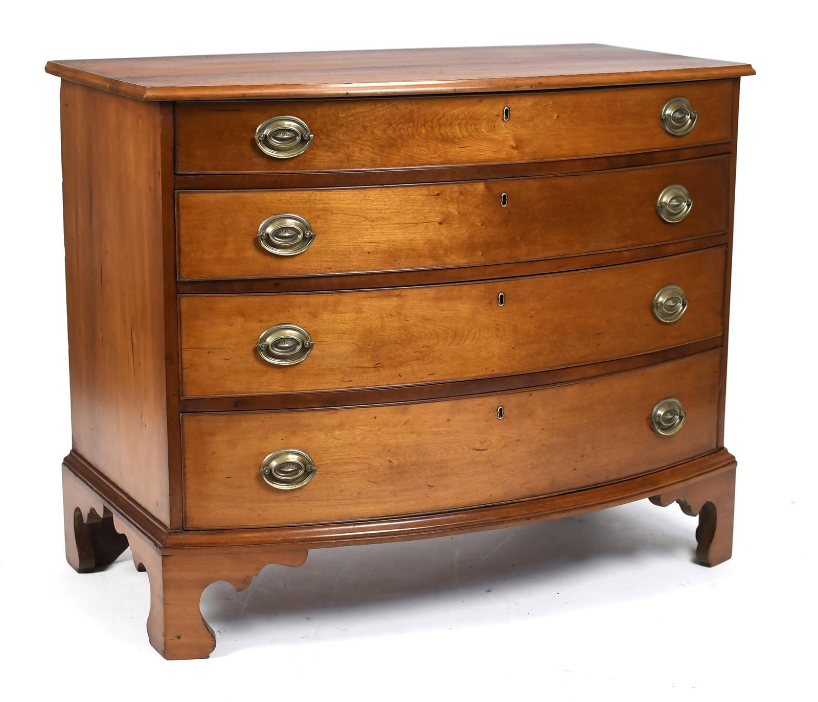 Ct River Valley Chippendale Cherry Bow Front Chest. Auction