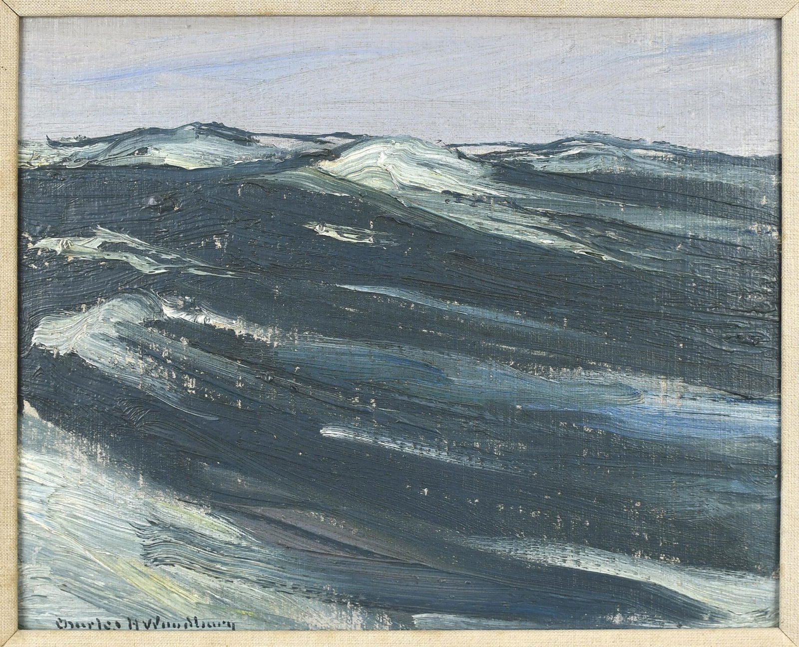 CHARLES H. WOODBURY OIL ON BOARD, SEASCAPE. (1 of 4)