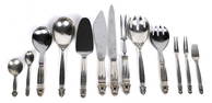 GEORG JENSEN 'ACORN' FLATWARE, 63 PCS.