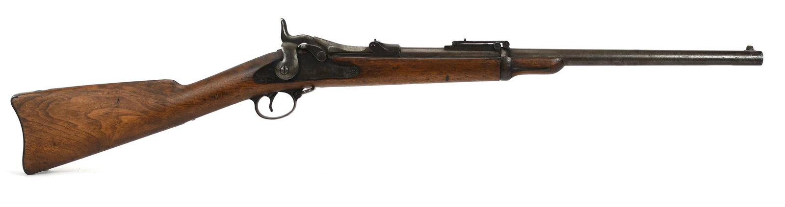 U.S. SPRINGFIELD MODEL 1884 CARBINE.: Model 1884, Serial # 39875, walnut stock, flip-up sights, barrel length 19.5”L x 39.25”L overall.