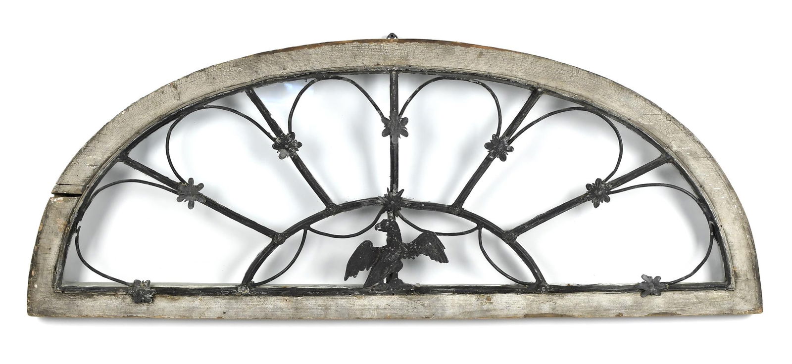 EARLY 19TH C. FEDERAL LEADED GLASS TRANSOM WINDOW. (1 of 5)