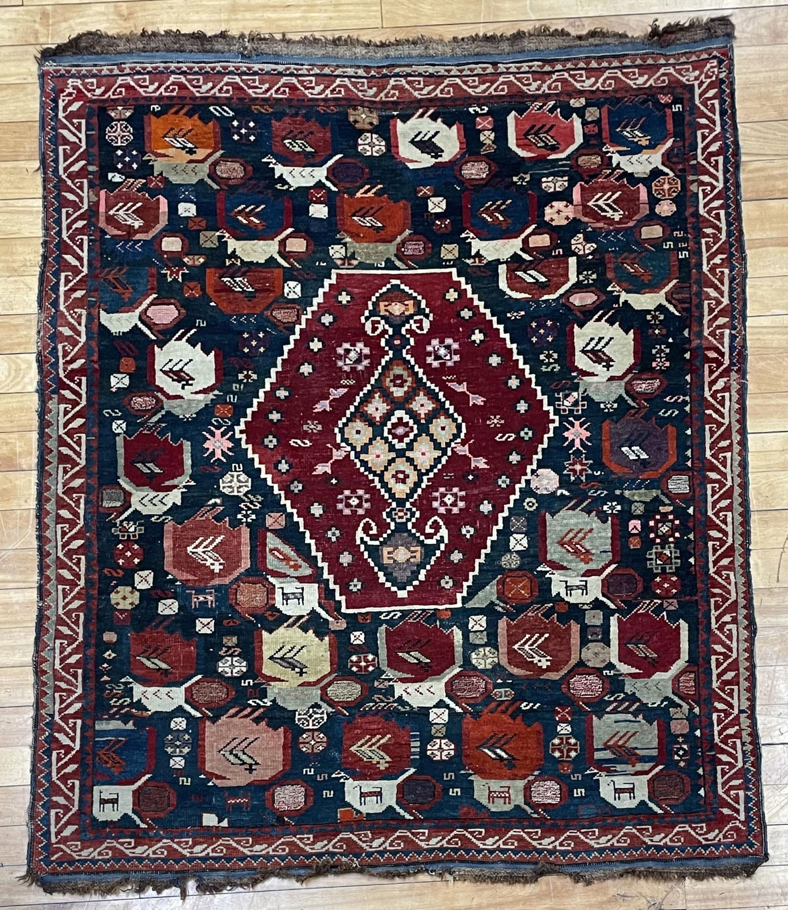 ANTIQUE ORIENTAL SCATTER RUG. (1 of 7)