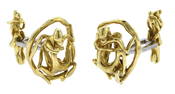 FRENCH 18K GOLD SIGNED EROTICA CUFFLINKS.