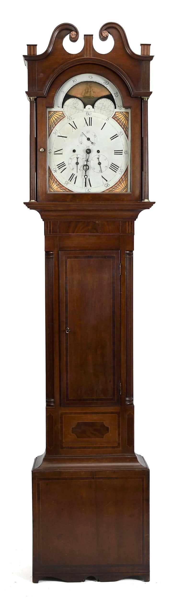 FEDERAL INLAID GRANDFATHER CLOCK, POSSIBLY VERMONT. (1 of 16)