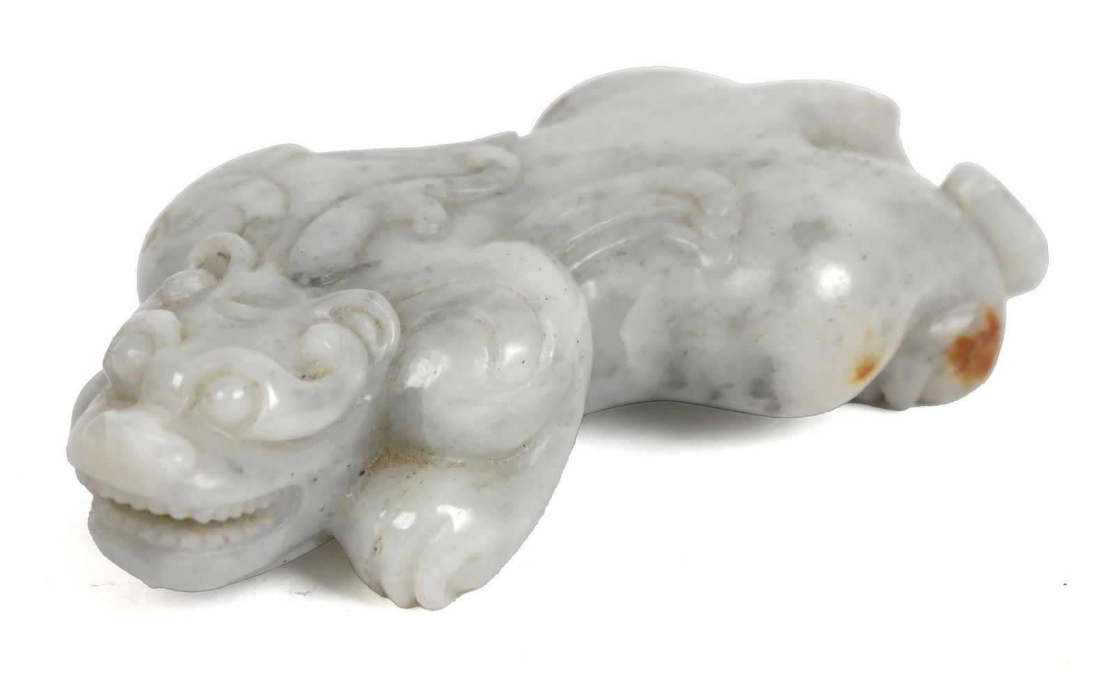 EARLY CHINESE CARVED JADE FOO LION. (1 of 4)