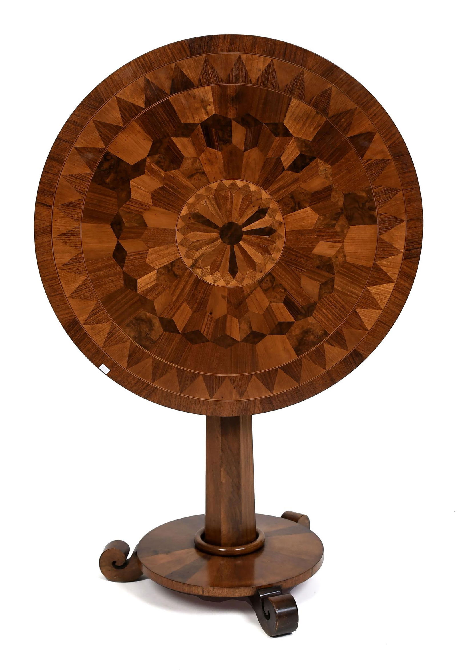ANTIQUE INLAID BIEDERMEIER TILT TOP TABLE. (1 of 8)