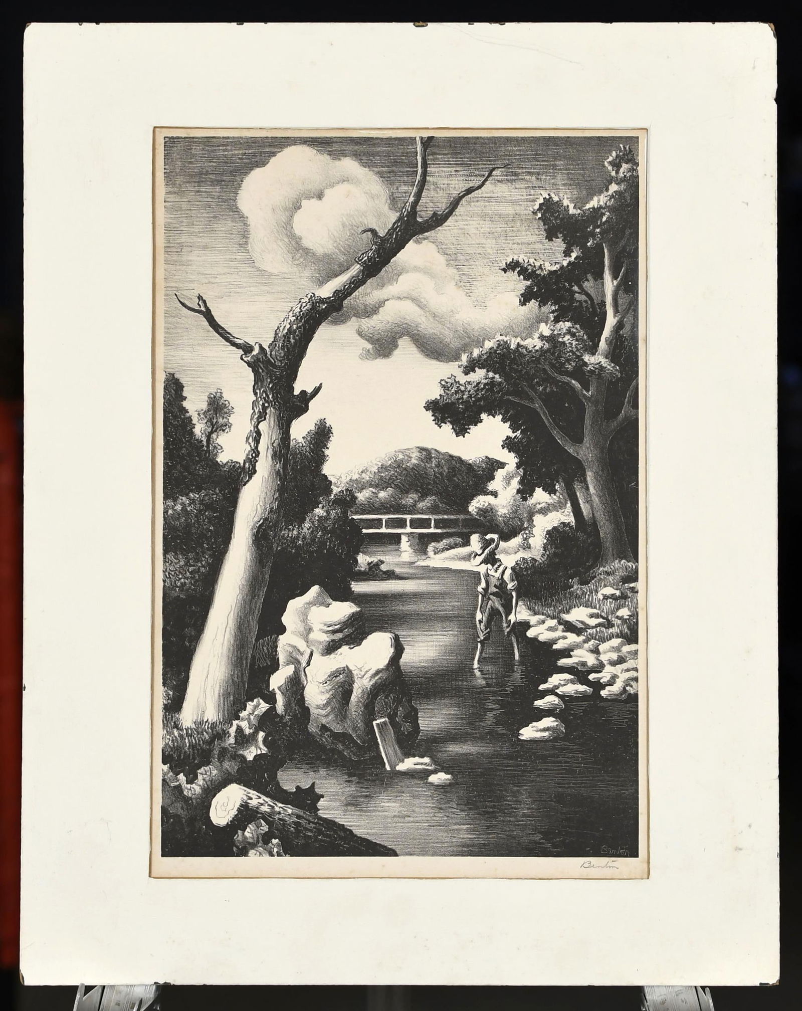 THOMAS HART BENTON LITHOGRAPH, SHALLOW CREEK. (1 of 5)