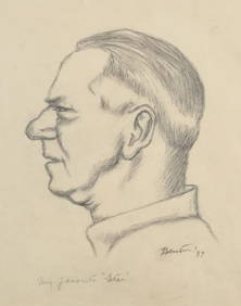THOMAS HART BENTON GRAPHITE DRAWING, W.C. FIELD. (1 of 5)