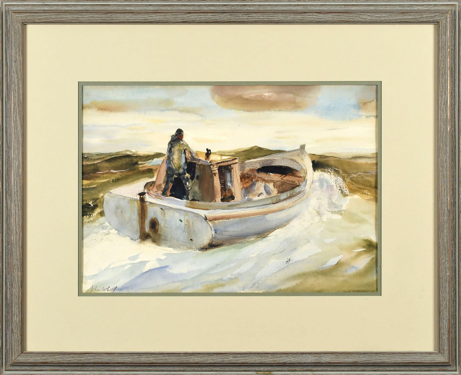 JOHN WHORF WATERCOLOR, FISHING BOAT. (1 of 6)