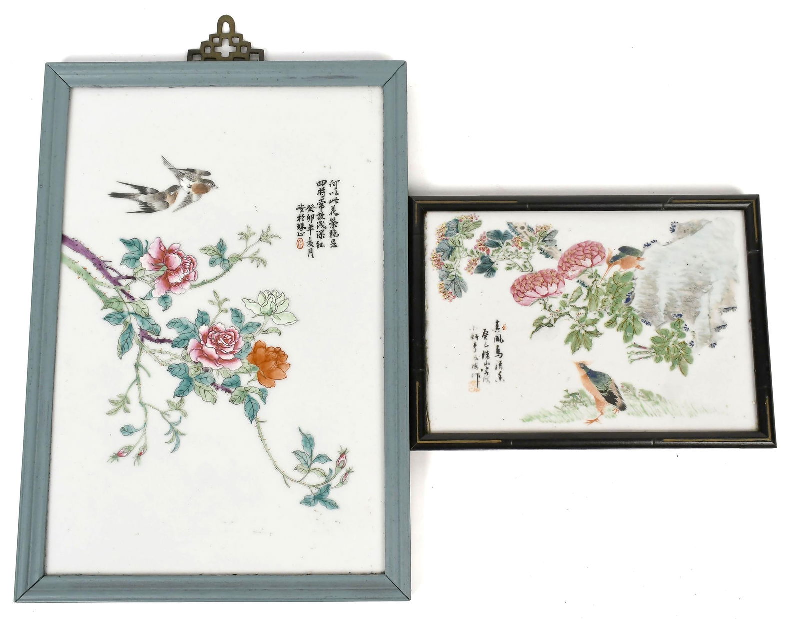 TWO ANTIQUE CHINESE PORCELAIN PLAQUES. (1 of 8)