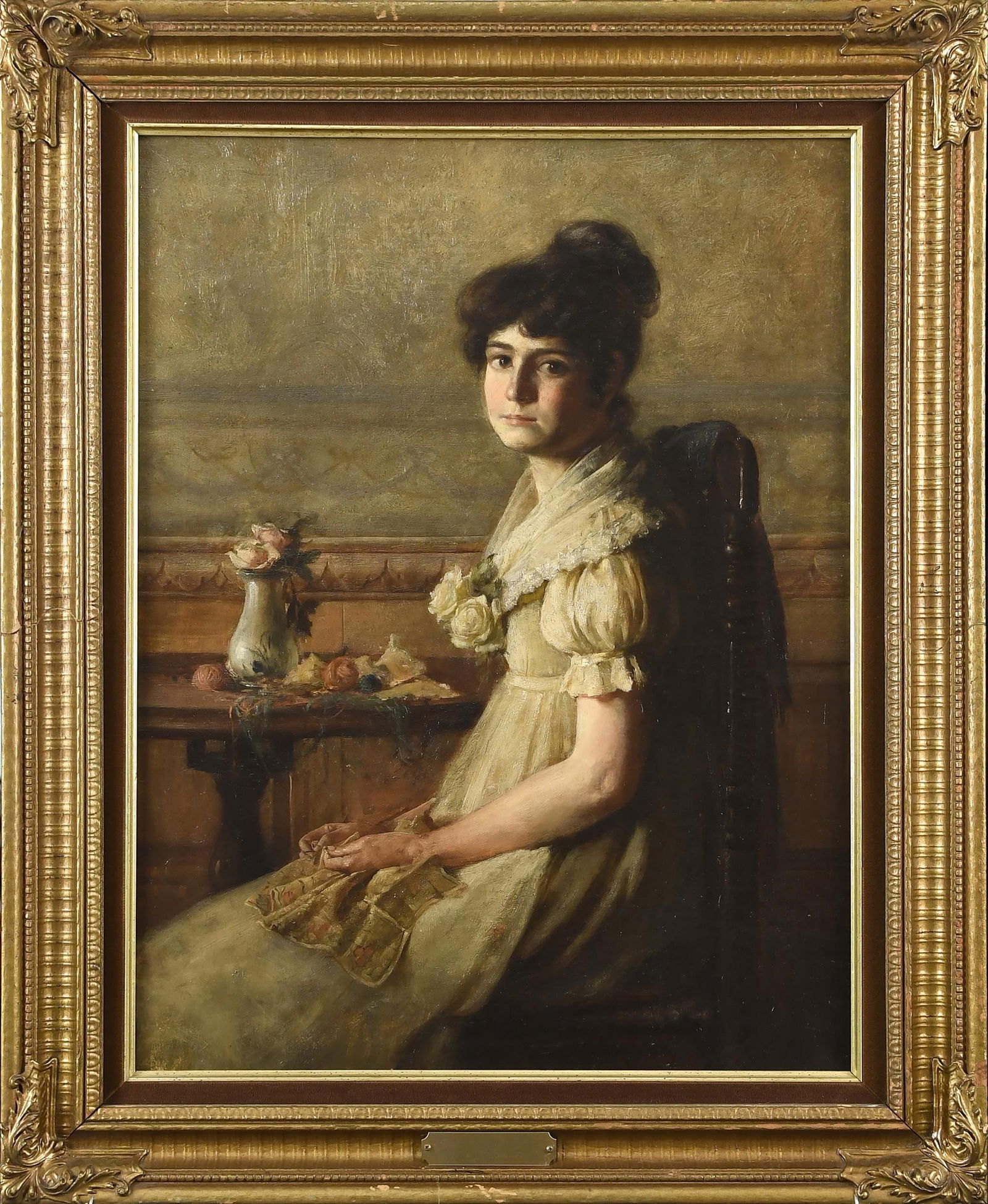 ANTIQUE OIL, PORTRAIT OF OLIVIA PROCTOR. (1 of 6)