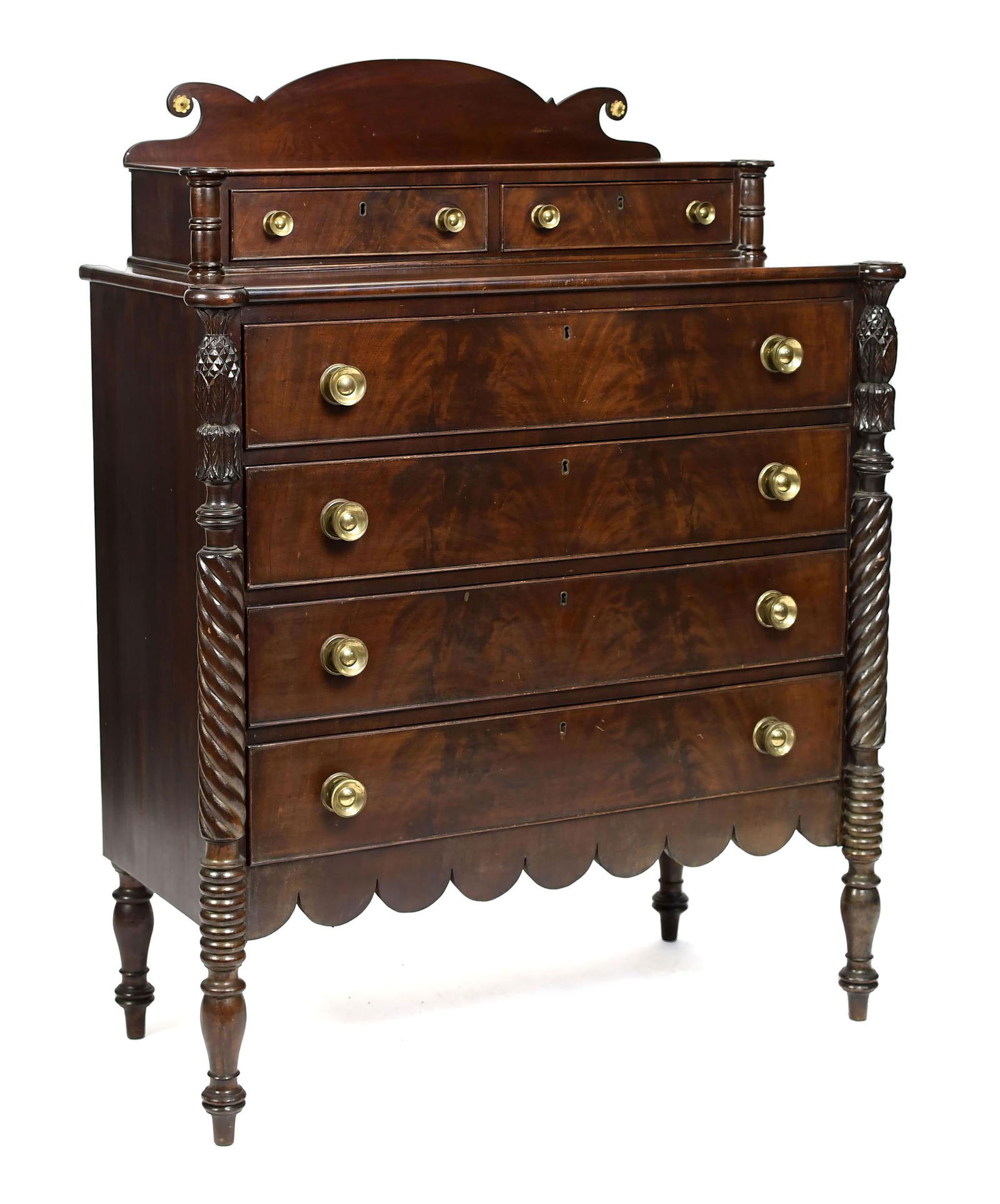 FEDERAL MASSACHUSETTS CARVED DECK TOP CHEST, CA. 1820 (1 of 13)