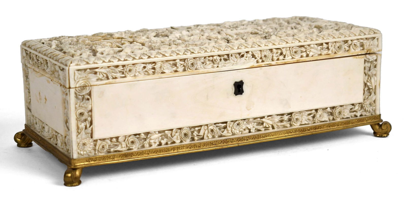 19TH C. CARVED CHINESE BOX. (1 of 8)