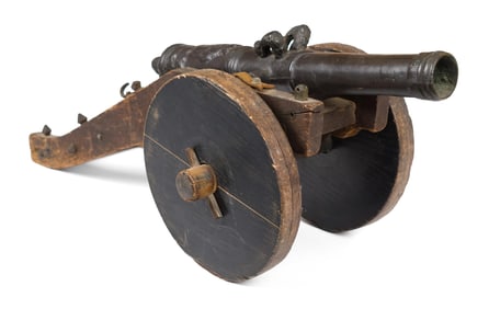 AN EARLY SPANISH BRONZE SIGNAL CANNON.