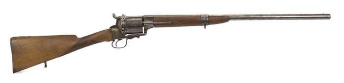 RARE ANTIQUE SPANISH REVOLVING SHOTGUN.