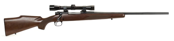 WINCHESTER MODEL 70 BOLT ACTION 222 WITH SCOPE.