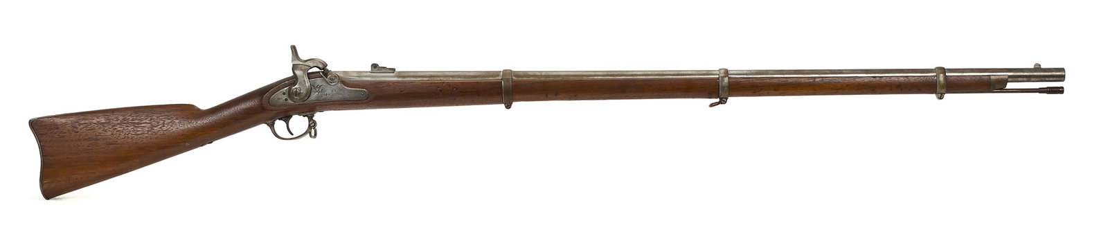 1863 US SPRINGFIELD PERCUSSION MUSKET.: A fine 1863 US Springfield percussion musket, .69 caliber with a Civil War cartouche, barrel 39”L.