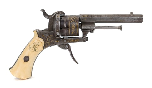 1858 FRENCH LEFAUCHEUX DBL ACTION REVOLVER.