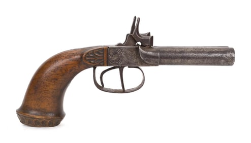 19TH C. DOUBLE BARREL PERCUSSION PISTOL.