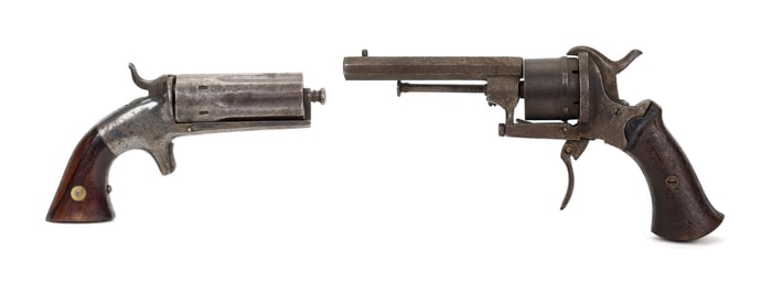 TWO ANTIQUE PISTOLS.