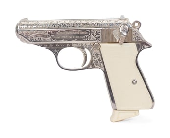 FACTORY ENGRAVED WALTHER PPK/S 380 PISTOL WITH BOX.