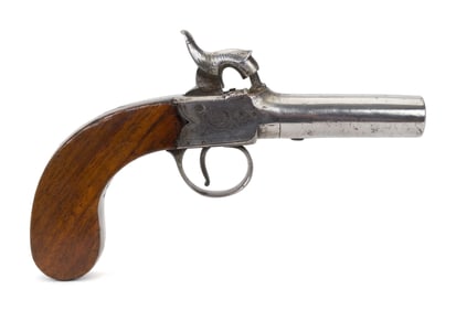 ANTIQUE LEECH & SON ENGLISH MUFF PERCUSSION PISTOL.