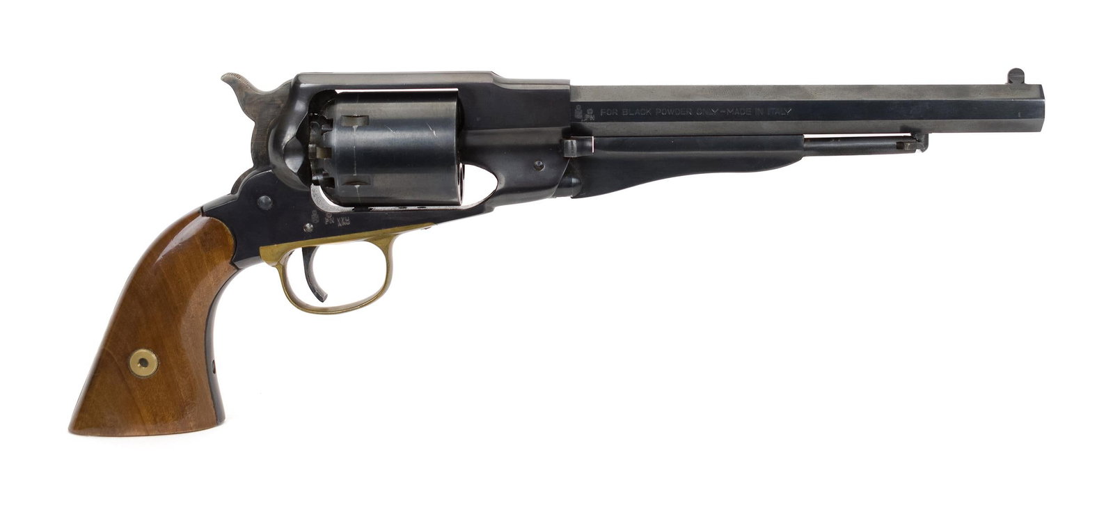 LYMAN REMINGTON NEW MODEL ARMY, 44 CAL.: Lyman Remington New Model Army percussion revolver, 44 cal., barrel 8”L, colored cased hammer, made in Italy, serial #016227.