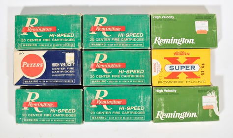 VINTAGE AMMUNITION, 6.5MM MAGNUM, 9 BOXES.