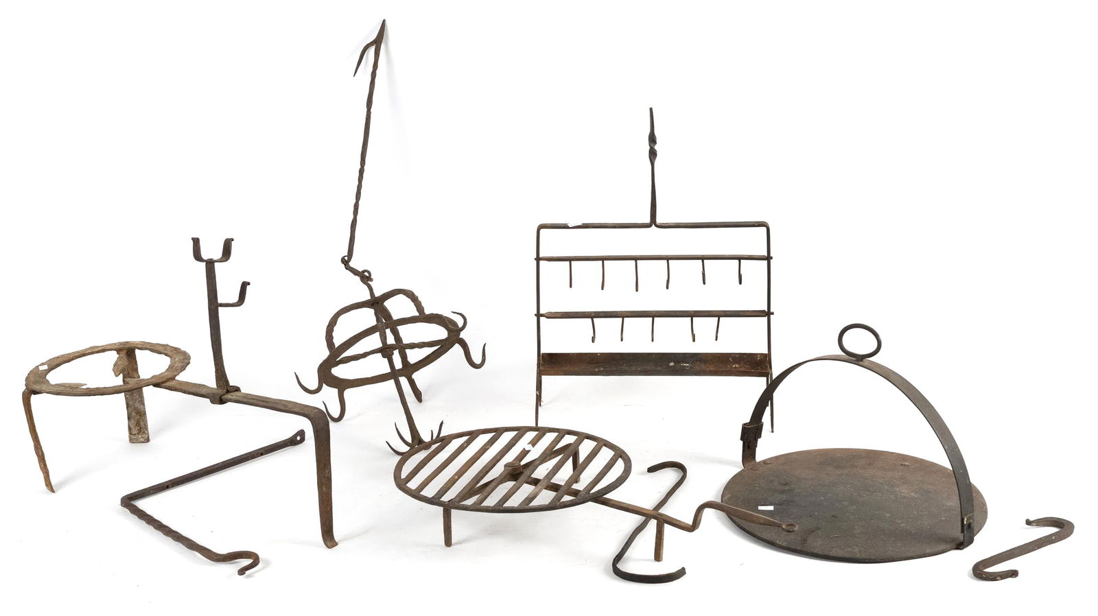 18TH CENTURY, IRON HEARTH ACCESSORIES, 5PCS. (1 of 6)