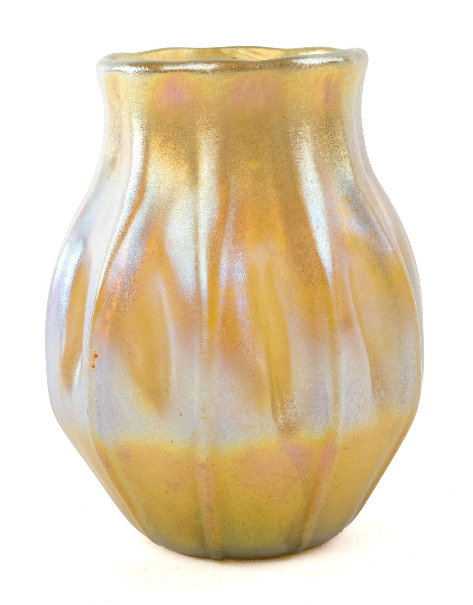 L.C. TIFFANY IRIDESCENT FAVRILE VASE. (1 of 6)