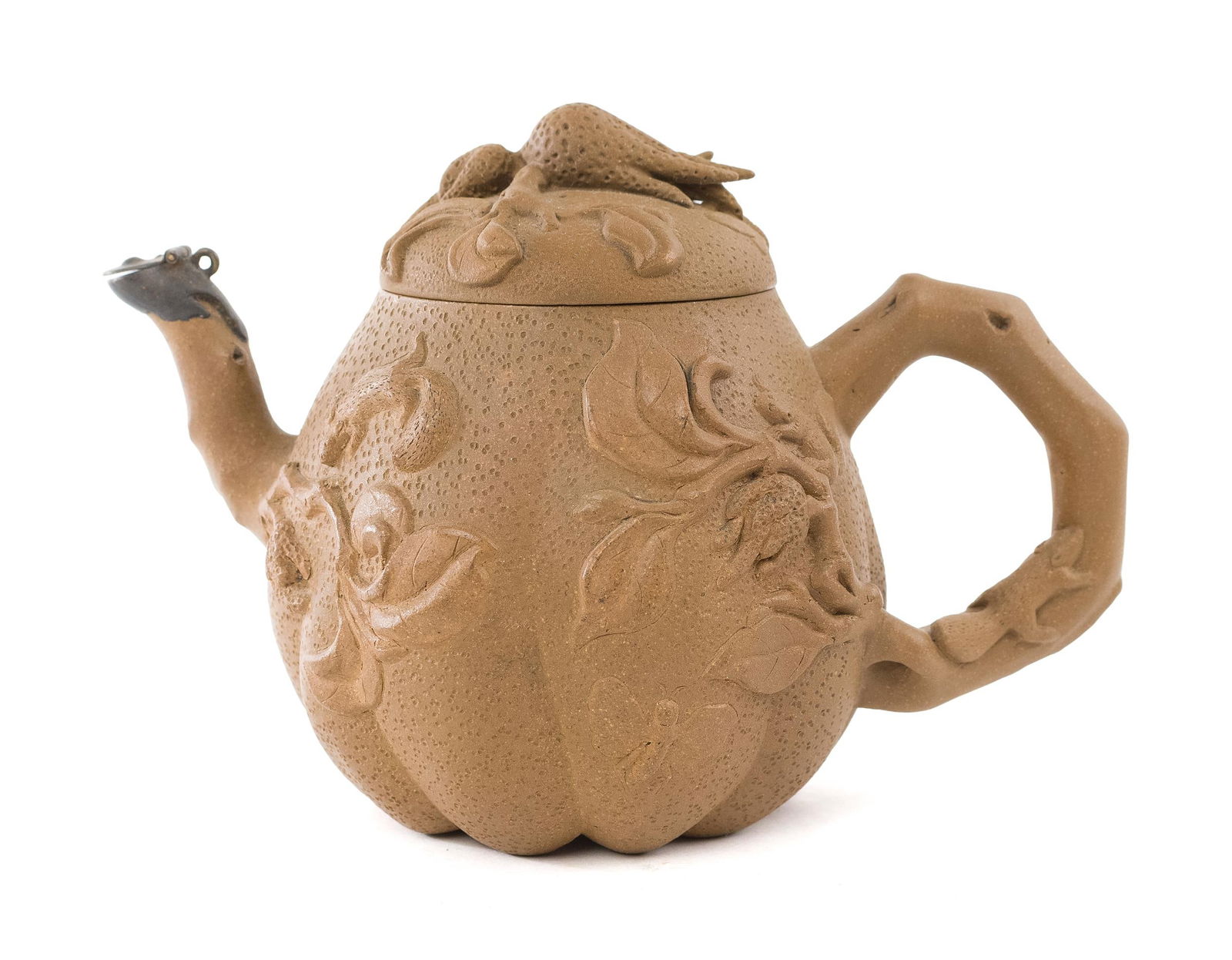 18TH C. SIGNED CHINESE YIXING POTTERY TEAPOT. (1 of 9)