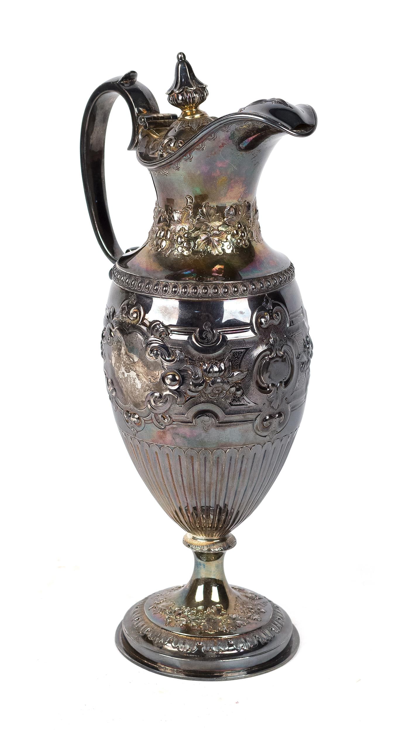 MID 19TH C. ENGLISH HALLMARKED STERLING PITCHER. (1 of 7)