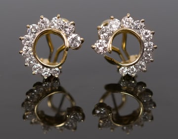 14K GOLD 2.5 CT. TW. DIAMOND POST EARRINGS.