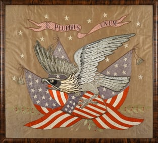 19TH C. EMBROIDERY ON SILK.