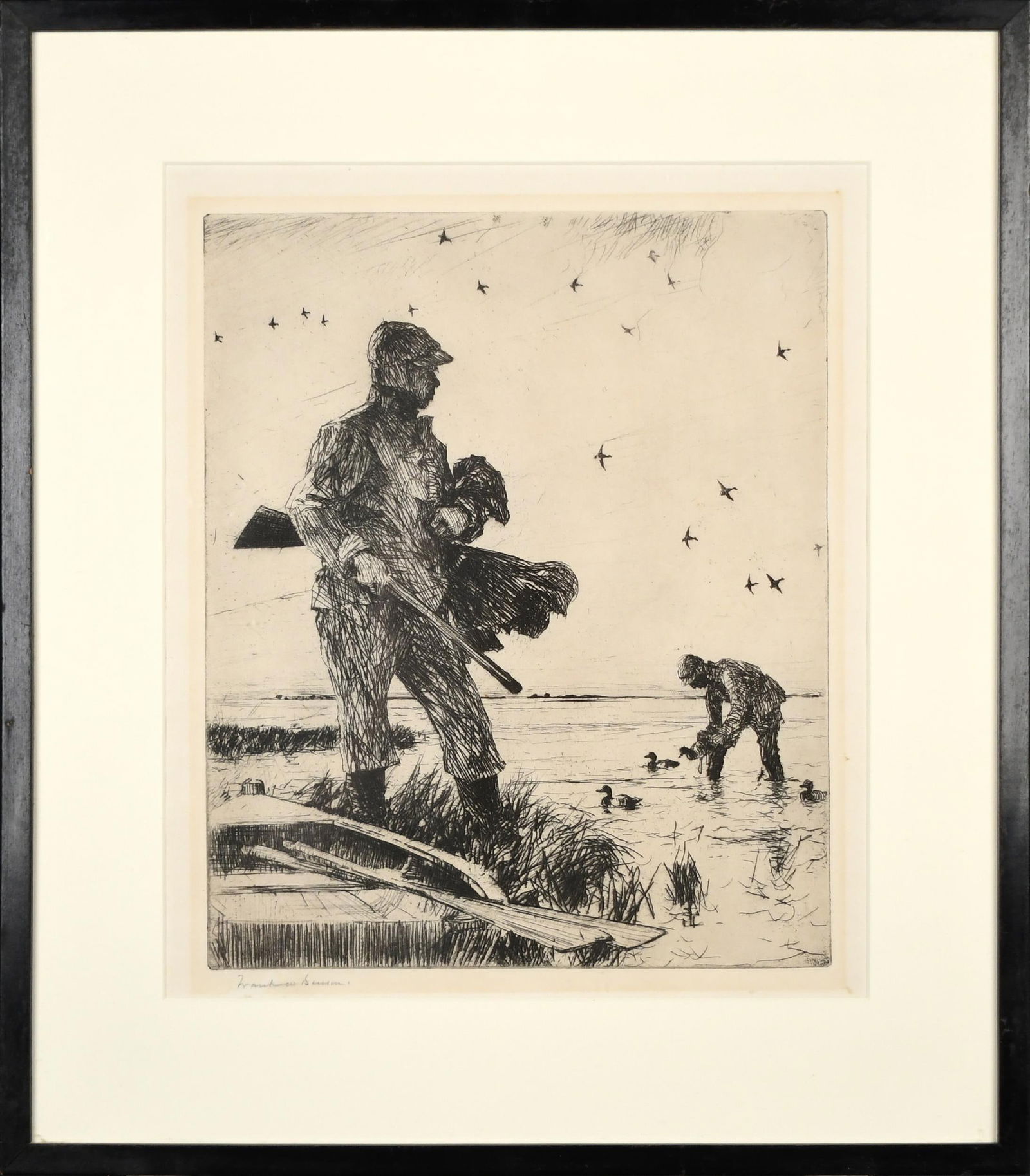 FRANK W. BENSON ETCHING, WILD WINTER FOWLING. (1 of 6)