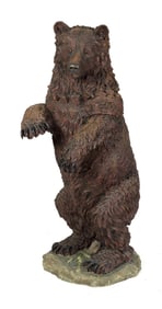 VINTAGE COMPOSITE GRIZZLY BEAR SCULPTURE.
