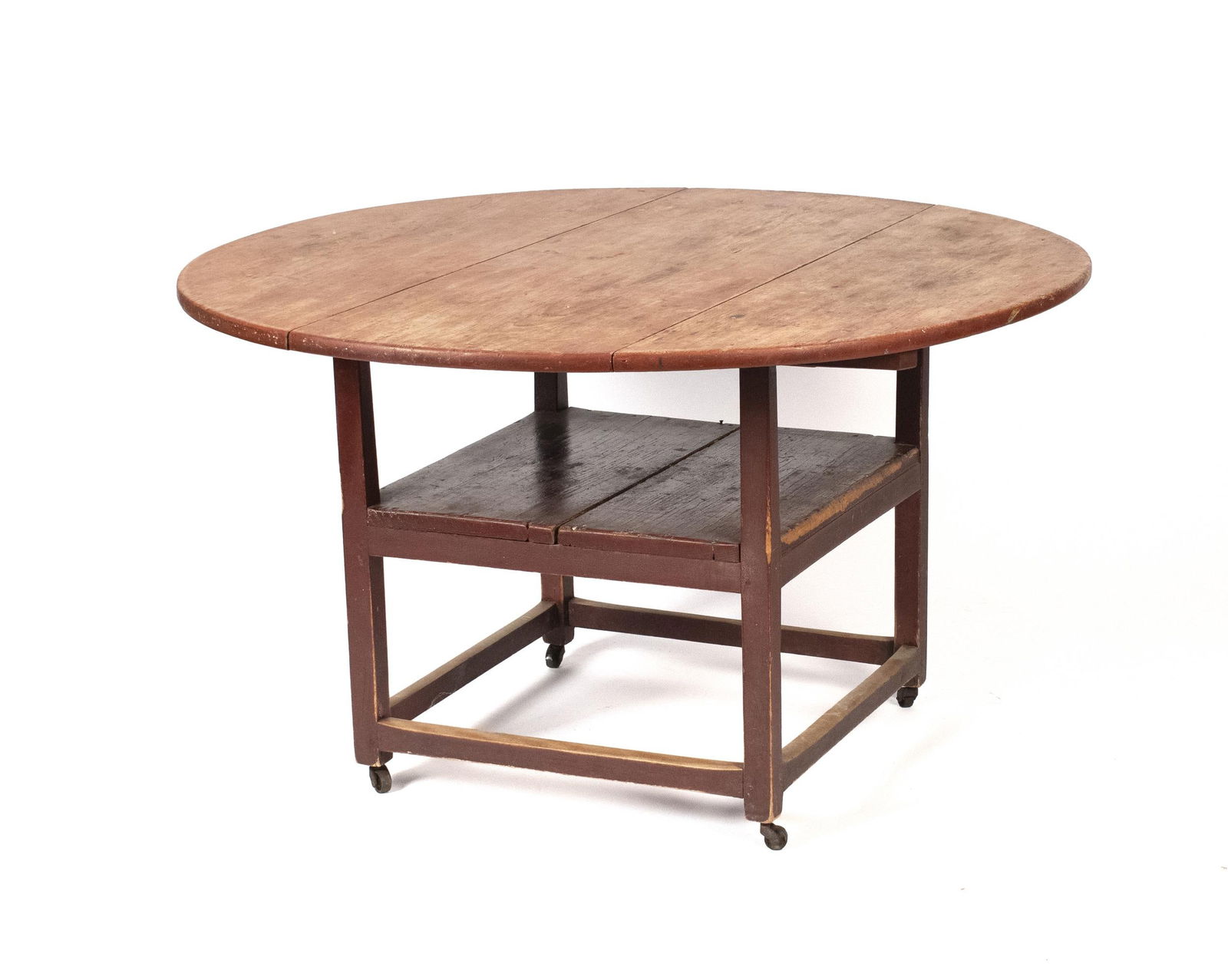 EARLY 19TH C. RED PAINTED HUTCH TABLE. (1 of 8)