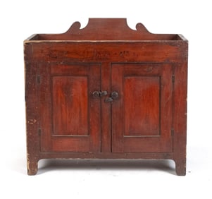 19TH C. RED STAINED DRY SINK.