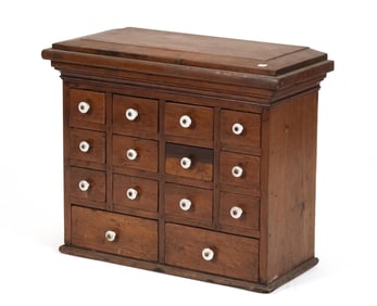 VINTAGE PINE 14 DRAWER APOTHECARY.