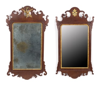 TWO 18TH C. CHIPPENDALE WALL MIRRORS.