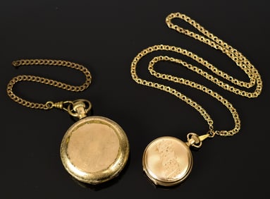 TWO ELGIN POCKET WATCHES-ONE 14K GOLD-ONE GOLD FILLED