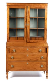 19TH C. AMERICAN FEDERAL CURLY MAPLE SECRETARY.