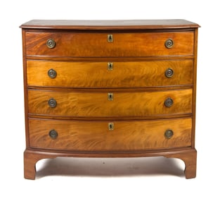 EARLY 19TH C. AMERICAN BOW FRONT CHEST
