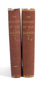 CHARLES DARWIN DESCENT OF MAN 1ST AMERICAN ED 1871.