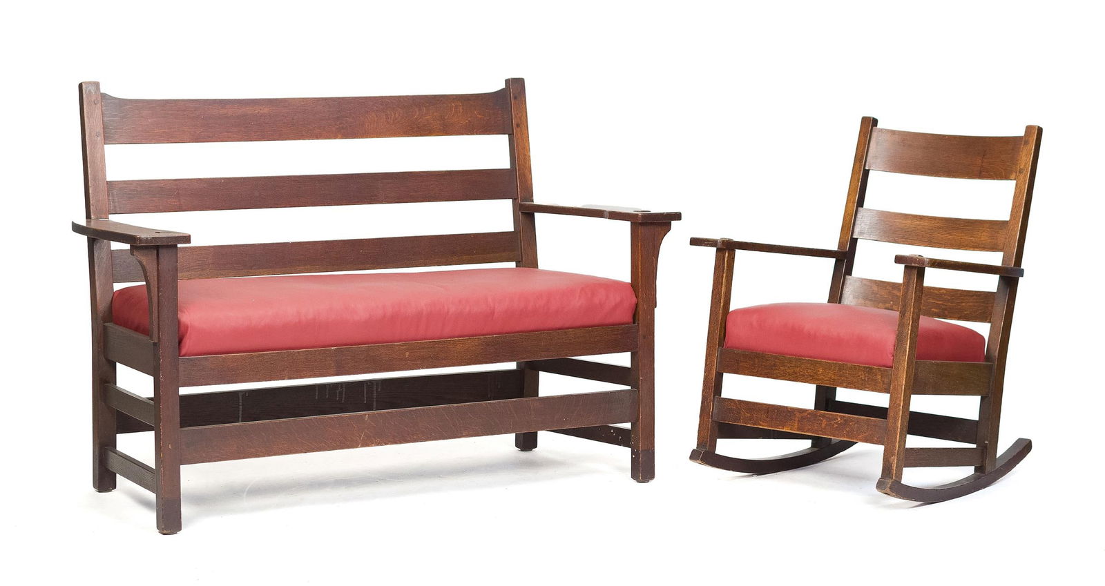 L & JG STICKLEY SETTEE AND ROCKING CHAIR. (1 of 15)