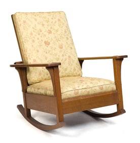 L. & J.G. STICKLEY ROCKING OAK MORRIS CHAIR, #413.