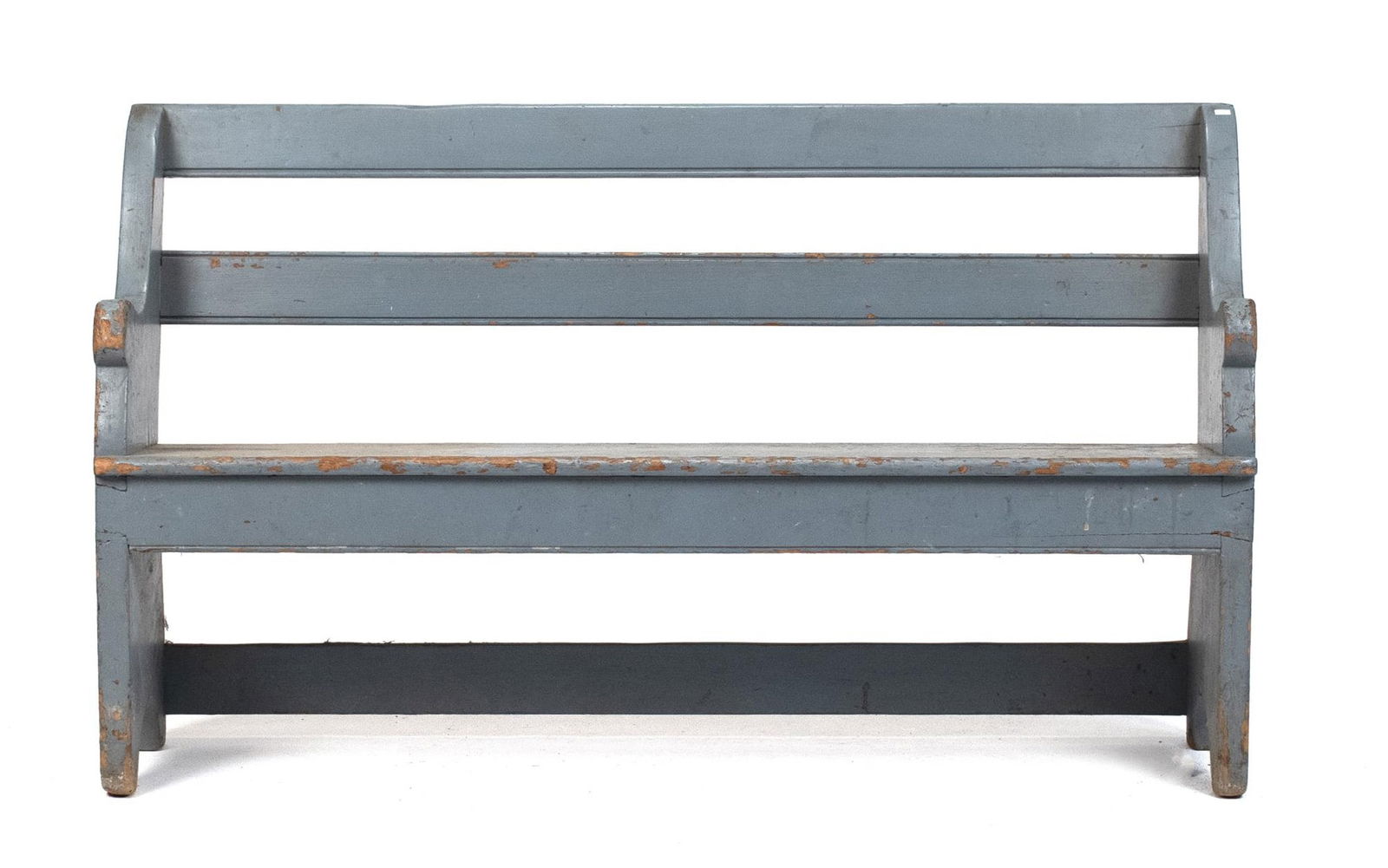 ANTIQUE BLUE PAINTED BENCH. (1 of 14)